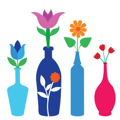 Flowers in pots vector silhouettes-6