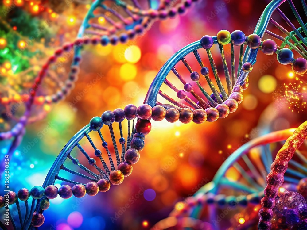 Aufkleber biochemistry dna double helix structure abstract colorful background science concept