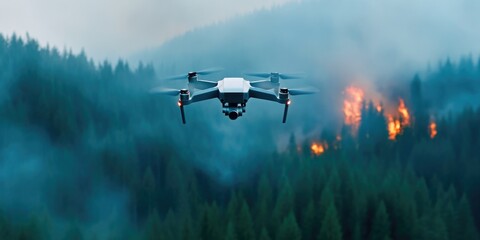 Fototapeta premium Aerial view of massive forest fires