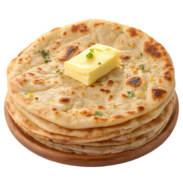 Soft, fluffy aloo paratha with butter