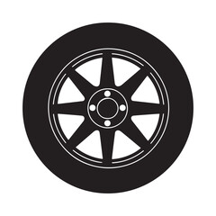 Fototapeta premium Tire wheel silhouette vector illustration