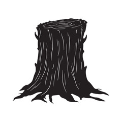 Timber tree stump silhouette vector illustration