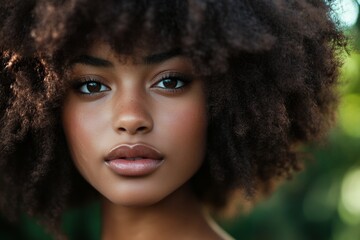 Fototapeta premium Portrait of young african female with natural hair
