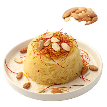 Lachha semai (vermicelli dessert) with saffron and almonds