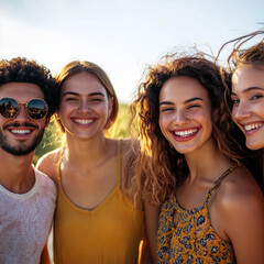 group of friends smiling on a sunny day