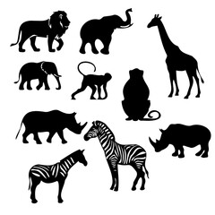 Minimalist Black and White Animal Icons | Vector Silhouettes for Design.