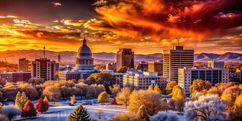 Fototapeta premium Boise Capital City Skyline Silhouette Infrared Photography