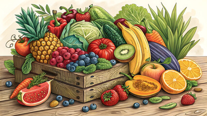 fruits and vegetables in basket