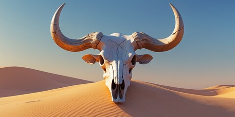 Obraz premium a bull skull with horns in a desert area