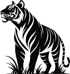 Tiger silhouette, Tiger vector, Tiger icon