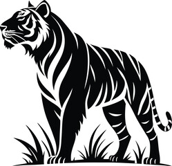 Tiger silhouette, Tiger vector, Tiger icon