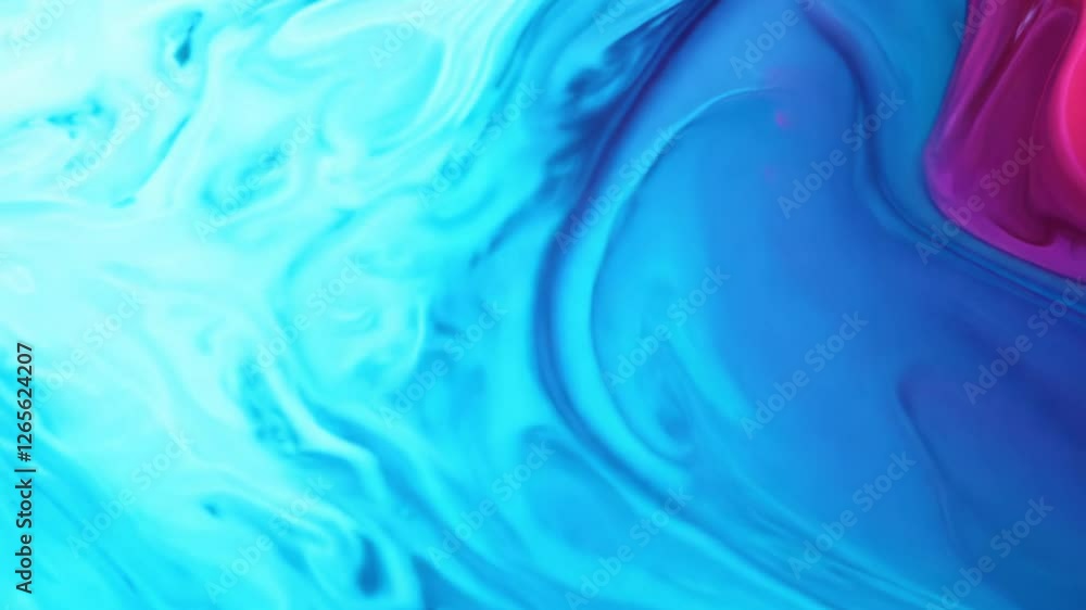 Poster rapid zoom in and out dynamic abstract waves, blend of cyan, magenta tones in dreamy defocused motio