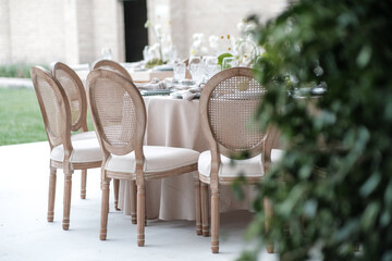 Beautiful neutral palette banquet seating at luxury wedding