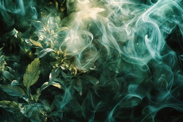 Obraz premium A mystical garden where plants grow in swirling, abstract patterns, glowing softly