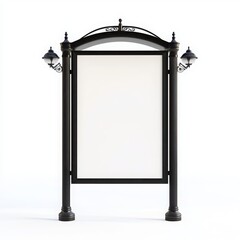 A blank sidewalk advertising stand isolated on a white background, featuring a sturdy, freestanding frame
