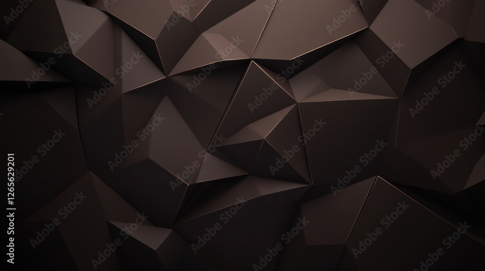 Aufkleber abstract, geometric, multifaceted dark brown surface with sharp edges and angular planes.