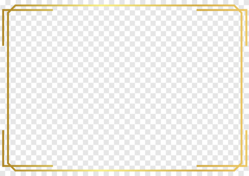 Gold frame bright shape. Golden border line.