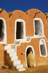 Ksar Ouled Debbab,governatorato di Tataouine, Tunisia, resti del tipico villaggio fortificato...