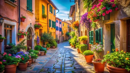 Fototapeta premium Charming Elba Island: Tilt-Shift View of a Quaint Capoliveri Street