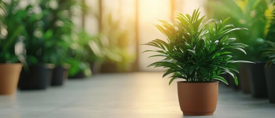 Fototapeta premium sustainable interior design with biophilic design and sustainability. Adaptive indoor gardens with smart irrigation reducing water consumption efficiently