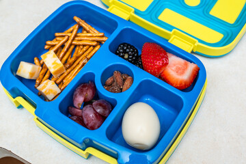 Kids colorful lunch, lunch ideas for small children. bento box school lunch.