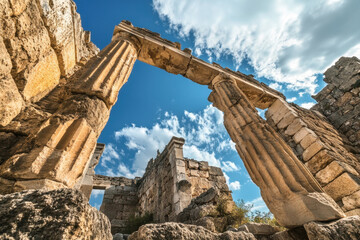 Naklejka premium Paestum archeological park in Campania, Italy 