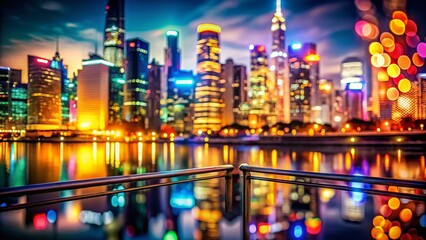 Obraz premium City Skyline Night Bokeh Lights - Urban Architecture Photography