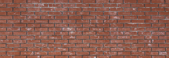 high resolution panorama brick wall made of old red brick