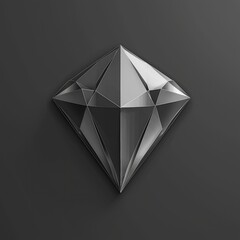 Geometric diamond shape with reflective facets on dark background