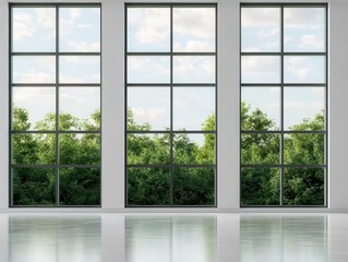 sustainable interior design with biophilic design and technology. Smart glass walls with real-time transparency control enhancing connection to outdoor nature