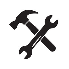 Wrench and hammer, tools icon