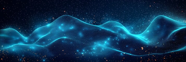 Fototapeta premium A blue and green wave with a lot of sparkles