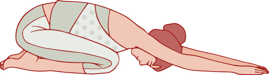 Femme qui fait la posture de l'enfant en yoga