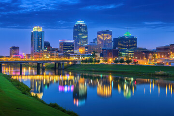 Dayton, Ohio, USA Skyline on the Great Miami River 
