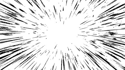 Naklejka premium Bokeh black lines on white transparent background, black radial lines and splatter effects on a transparent background, creating an explosive dynamic visual effect.