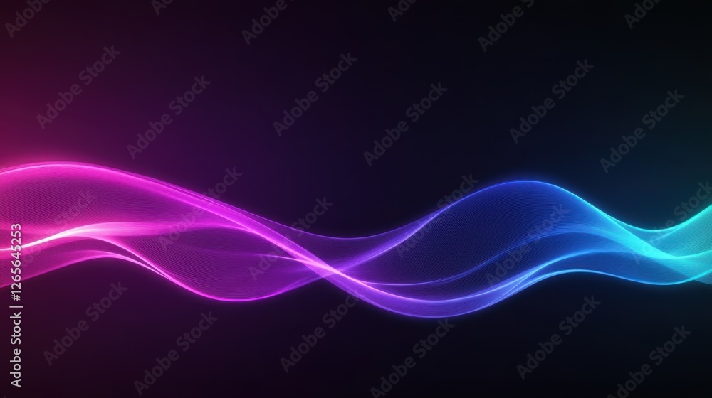 Poster abstract waves of light flow across a gradient background, creating a modern, vibrant design.