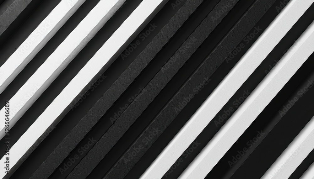 Aufkleber 3d-rendered black and white striped pattern, bold diagonal lines creating a sense of depth and movem
