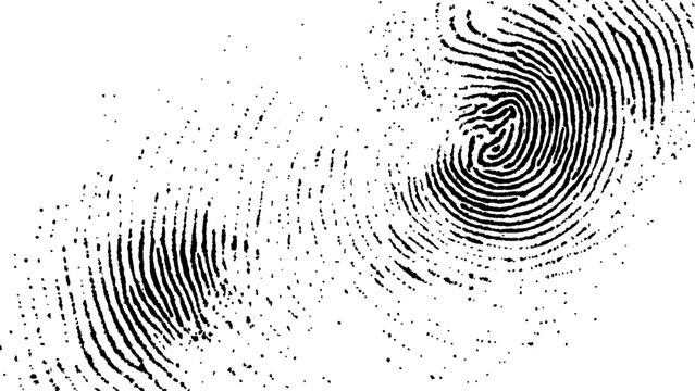 Vector fingerprints Transparent background. An abstract fingerprint design with a grunge texture, Detailed fingerprint on grunge background symbolizing identity verification