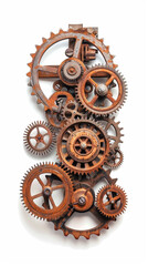 Steampunk gears and cogwheels in a vintage, industrial design.  Mechanical precision, intricate details, and retro-futuristic aesthetic.  Perfect for engineering, technology, and design projects.