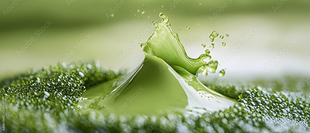 Poster a splash of green liquid is splashing out of a container