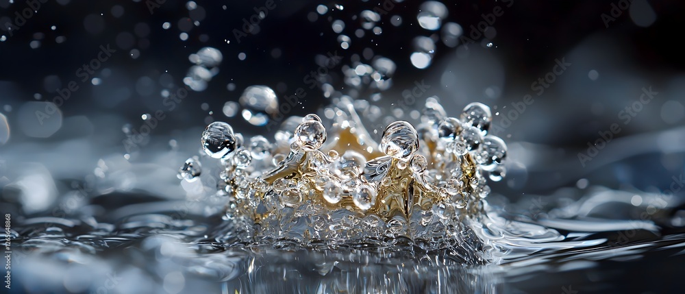 Poster a splash of water with a gold object in the middle
