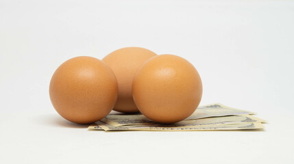 Eggs with money under them representing business inflation
