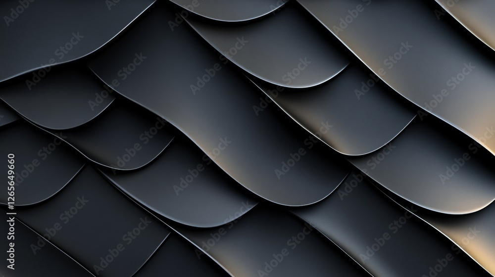 Poster abstract 3d black crystal rendering on smooth textured background