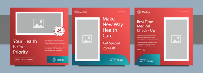 Medical healthcare social media post flyer design and hospital clinic or doctor social media post template
