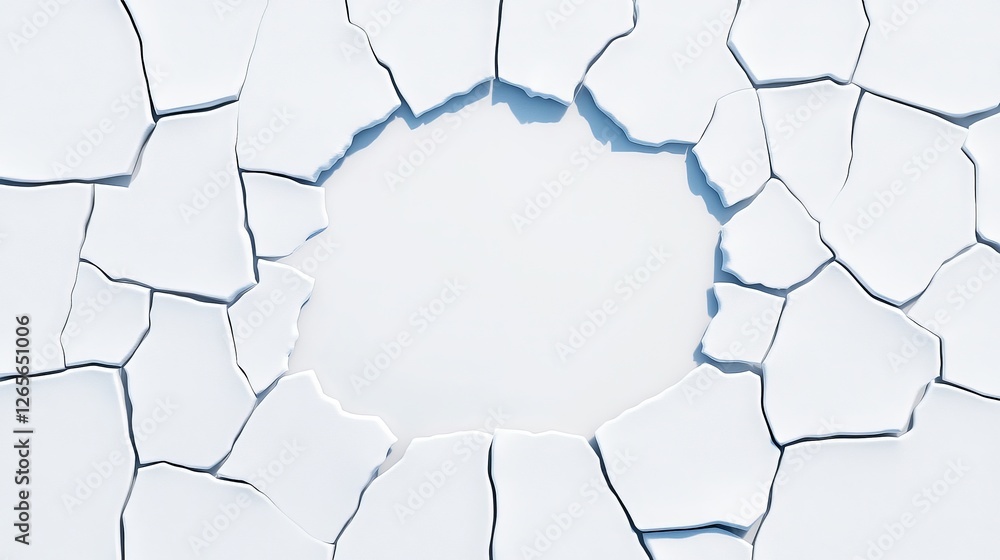 Poster frozen insh marshes view with cracked surface and intricate patterns