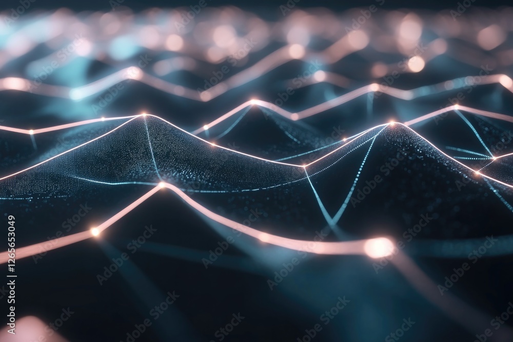 Aufkleber futuristic concept of artificial intelligence analyzing big data represented by glowing geometric pa
