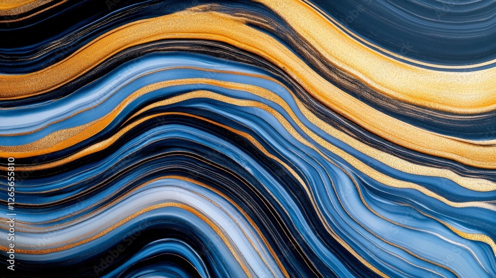 Poster abstract canvas of gold and blue marble patterns with texture