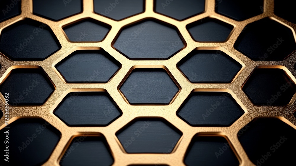 Poster vibrant hexagonal metal shapes gleaming on canvas background