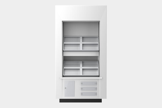 Supermarket Promotional Display Rack With Header, Empty Product Display, PDQ Display Box . 3d illustration