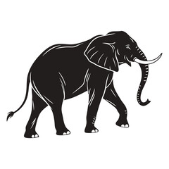 Fototapeta premium Elegant Black and White Elephant Silhouette Vector Illustration
